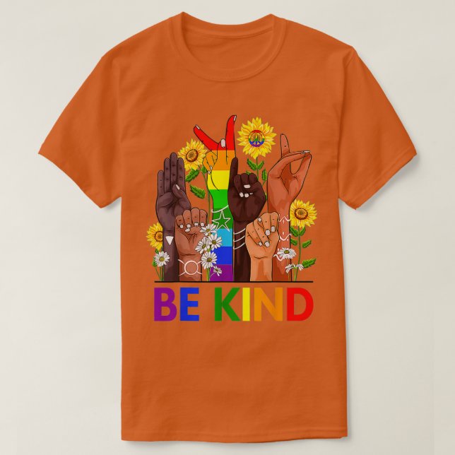 Be Kind Sign Language Hand Talking LGBTQ T-Shirt (Design Front)