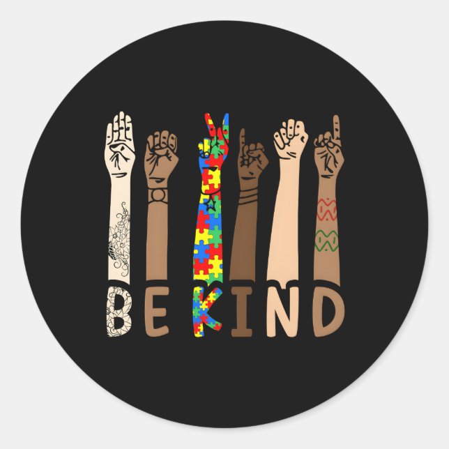 Be Kind Sign Language Hand Talking Teachers Interp Classic Round Sticker (Front)