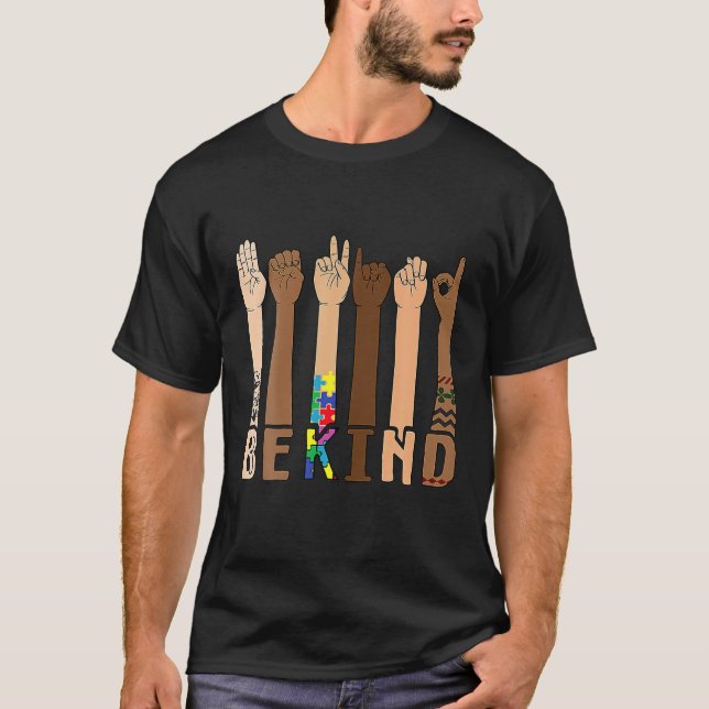 Be Kind Sign Language Hand Talking Teachers Interp T-Shirt (Front)