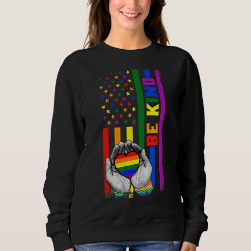 Be Kind Sign Language Lgbtq Rainbow Sweatshirt