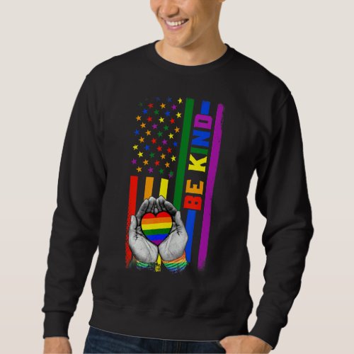 Be Kind Sign Language Lgbtq Rainbow Sweatshirt