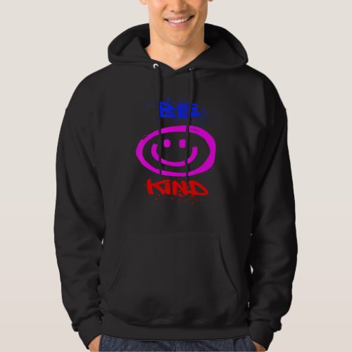 Be Kind Smiling Paint Brushed Face and Splatters Hoodie