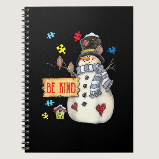 Be Kind Snowman Puzzle Autism Awareness Funny Fami Notebook