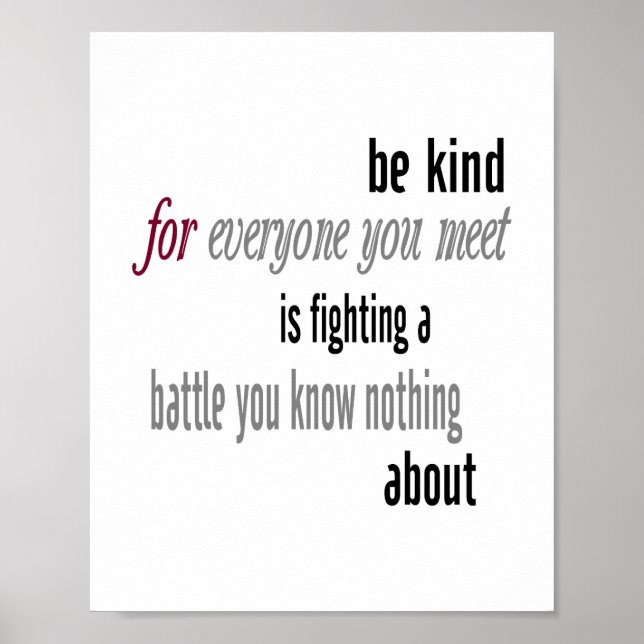 Be Kind (standard picture frame size) Poster (Front)