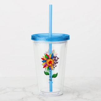 Be Kind Sunflower- Autism Awareness Acrylic Tumbler
