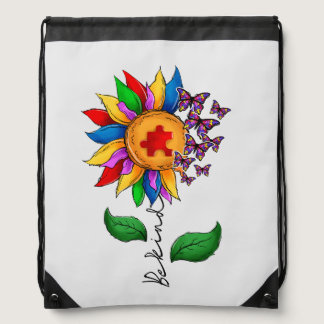 Be Kind Sunflower- Autism Awareness Drawstring Bag