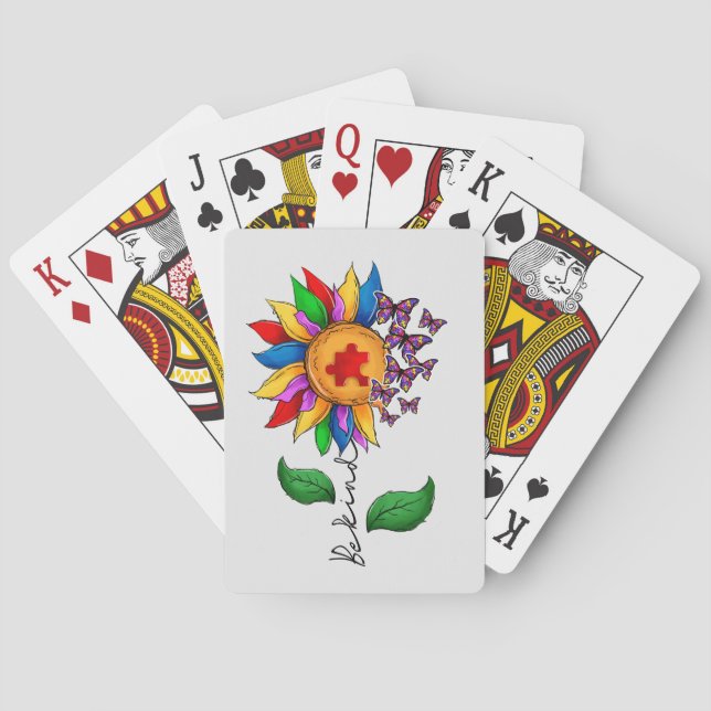 Be Kind Sunflower- Autism Awareness Poker Cards (Back)