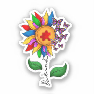 Be Kind Sunflower- Autism Awareness Sticker