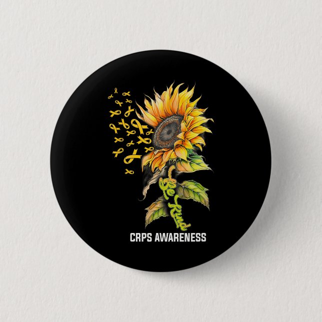 Be Kind Sunflower Crps Awareness  Button (Front)