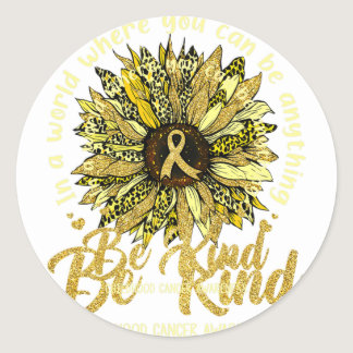Be Kind Sunflower Gold Childhood Cancer Awareness  Classic Round Sticker