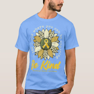 Be Kind Sunflower Gold Childhood Cancer Awareness  T-Shirt