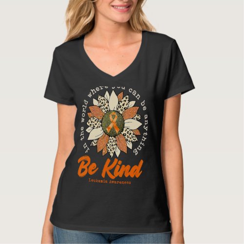 Be Kind Sunflower Orange Leukemia Awareness Ribbon T_Shirt