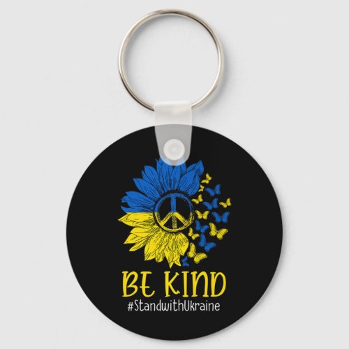 Be Kind Sunflower Peace Love Ukraine Stand With Uk Keychain