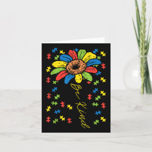 Be Kind Sunflower Puzzle Autism Awareness Mom Dad Card