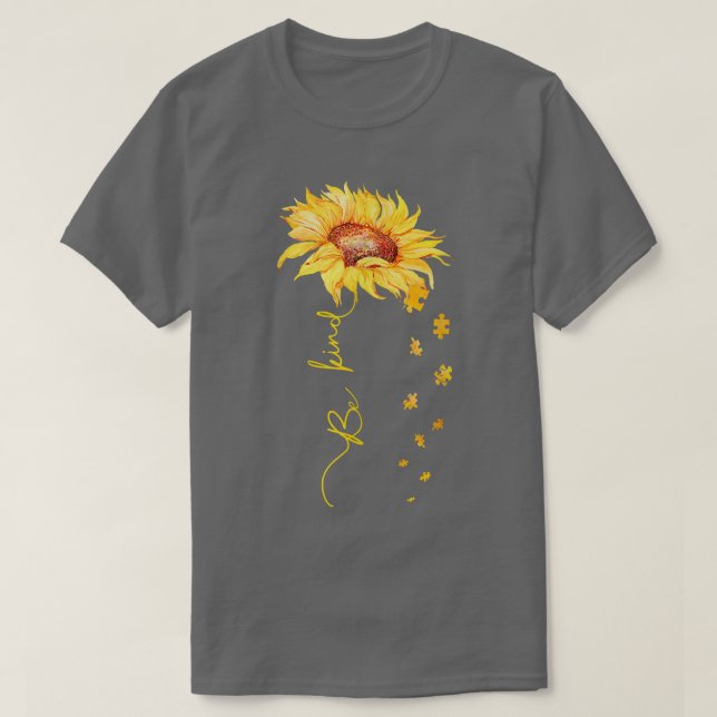 Be Kind Sunflower Puzzle Pieces Autism Awareness G T-Shirt (Design Front)