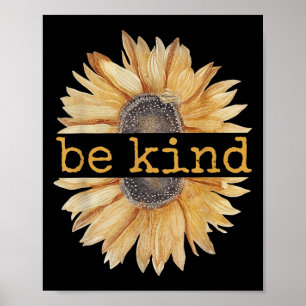 Be Kind Sunflower Retro Vintage Cute Graphic Kindn Poster