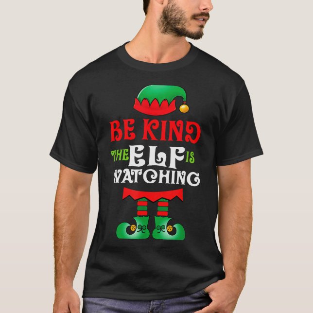 Be Kind Teacher Elf Christmas Anti Bullying Kindne T-Shirt (Front)