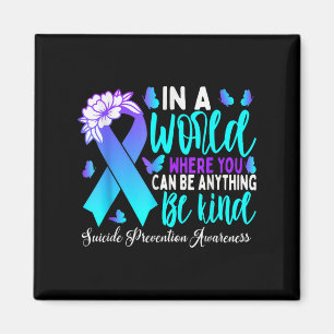 Be Kind Teal Purple Ribbon Suicide Prevention Awar Magnet