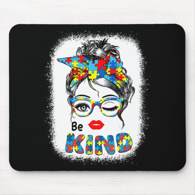 Be Kind Tee Autism Awareness Tie Dye American Flag Mouse Pad (Front)