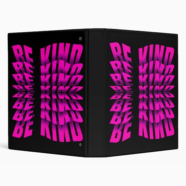 BE KIND TEXT EFFECT PINK TYPOGRAPHY 3 RING BINDER (Background)