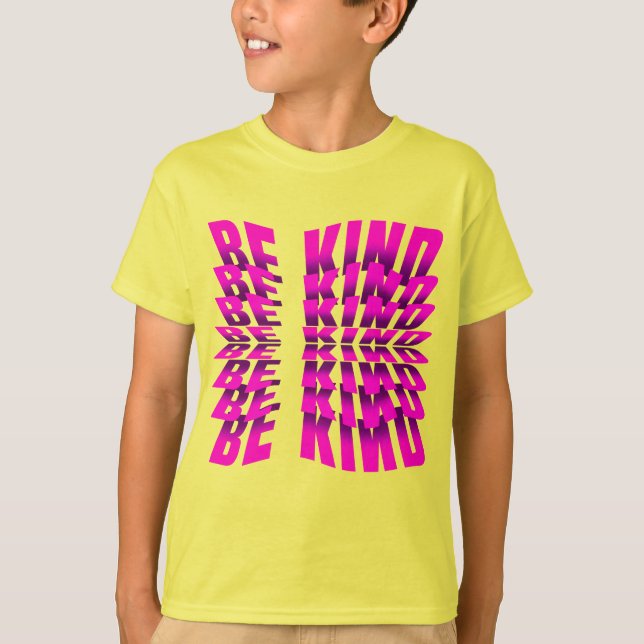 BE KIND TEXT EFFECT PINK TYPOGRAPHY T-Shirt (Front)