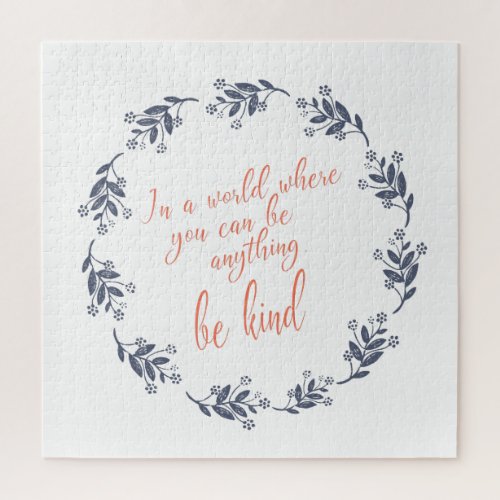 Be Kind Text in a Pretty Floral Wreath Jigsaw Puzzle