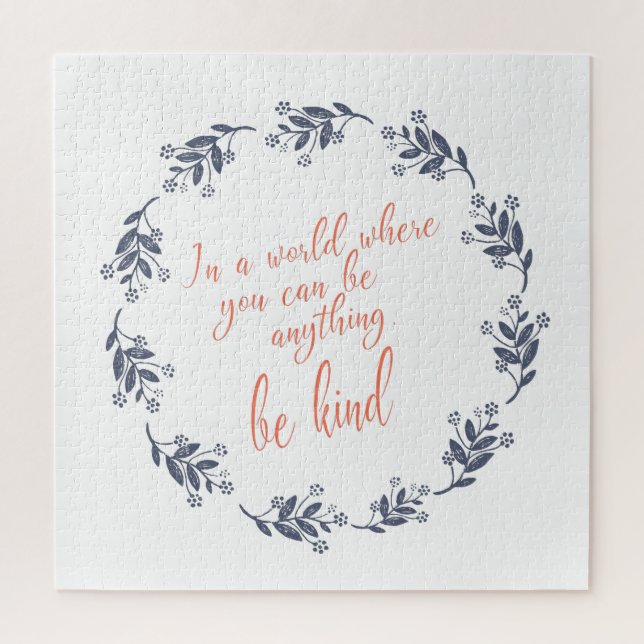 Be Kind Text in a Pretty Floral Wreath Jigsaw Puzzle (Vertical)