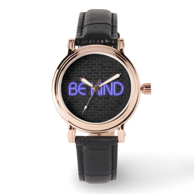 BE KIND text in neon lighting on brick Watch (Front)