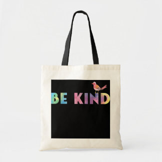 Be kind tie dye with bird tote bag