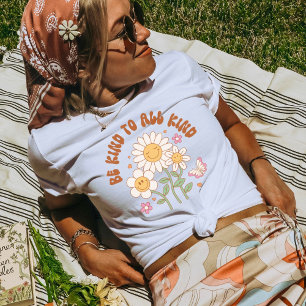 Be Kind to All Kind, Good Vibes Retro Daisy Boho T-Shirt