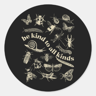 Be Kind to All Kinds - Vintage Bugs & Insects Classic Round Sticker