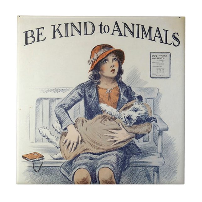 Be Kind To Animals ceramic tile (Front)