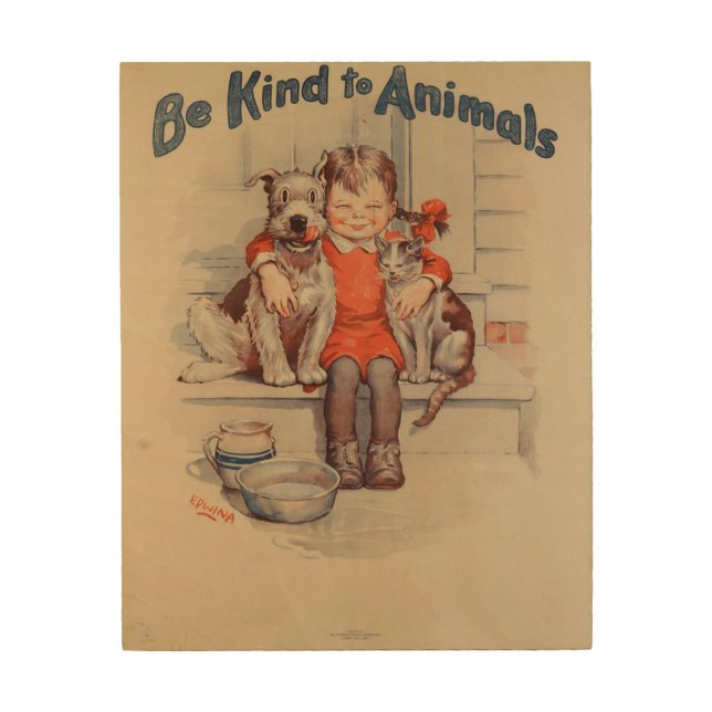 Be Kind To Animals Little Girl Vintage Poster (Front)