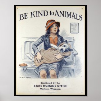Be Kind to Animals - Vintage Poster