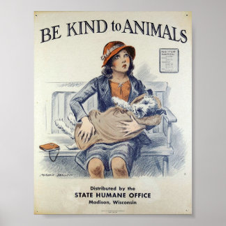 Be Kind to Animals - Vintage Poster