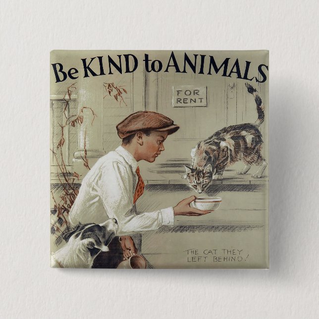 Be Kind to Animals - Vintage Poster Button (Front)