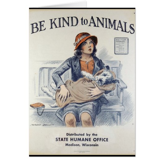 Be Kind to Animals - Vintage Poster Cards (Front)