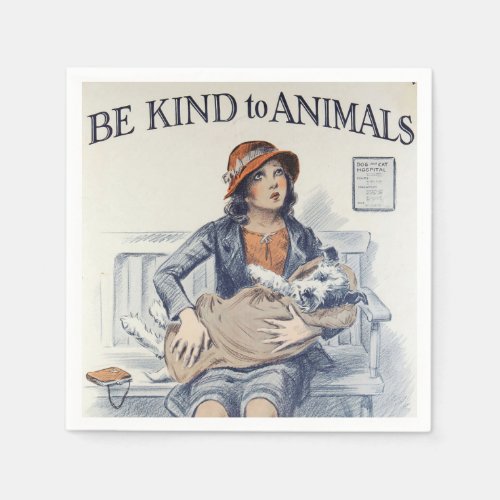 Be Kind to Animals _ Vintage Poster Paper Napkins