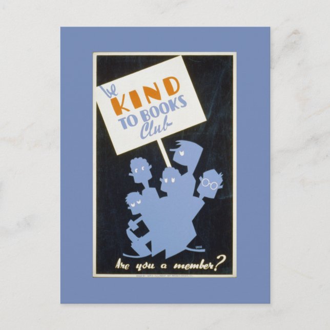 Be Kind To Books Club Postcard (Front)