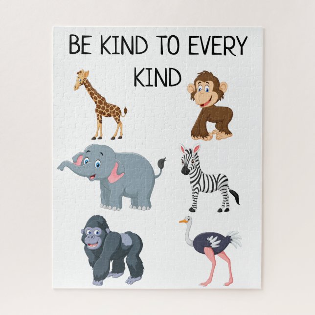 Be kind to every kind cute cartoon animals jigsaw puzzle (Vertical)