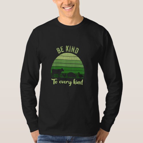 Be Kind To Every Kind Vegan Vegetarian Retro  T_Shirt