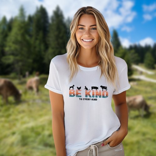 Be Kind To Every Kind Vegan Vintage Rainbow T_Shirt