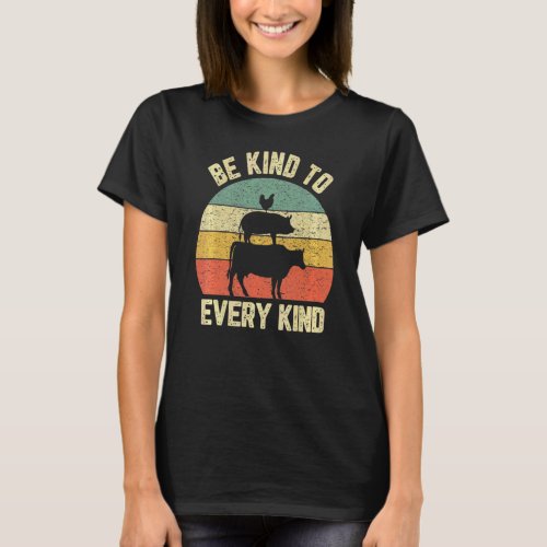Be Kind To Every Kind Vegetarian Retro Herbivore V T_Shirt