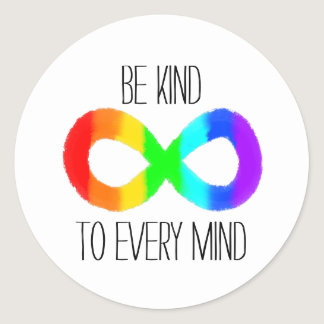 Be Kind to Every Mind - Autism Acceptance Rainbow Classic Round Sticker