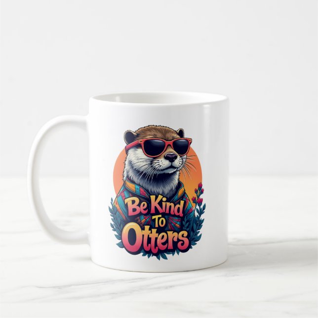 Be Kind To Otters, Funny Otter Boys Girls Adults Coffee Mug (Left)