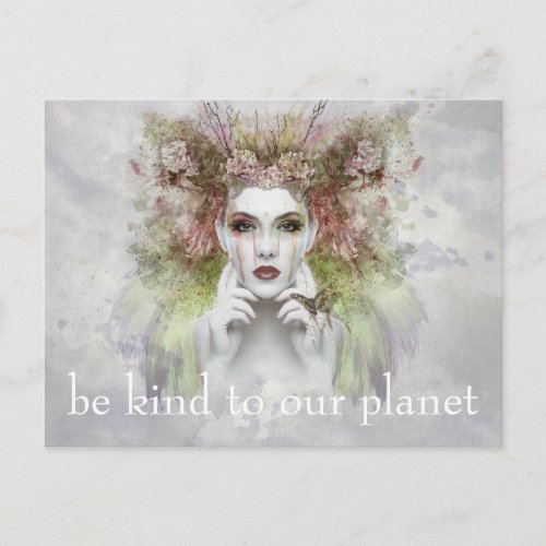 Be KIND to our Planet _ Gaia Crying Earth Day Postcard