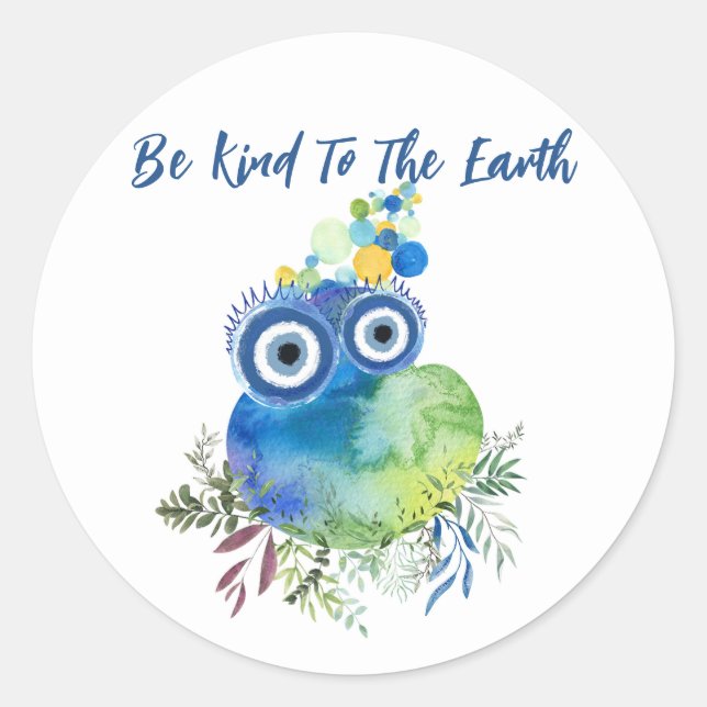 Be Kind To The Earth Classic Round Sticker (Front)