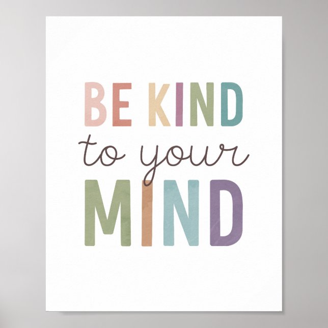Be Kind to Your Mind Classroom Poster Decor (Front)