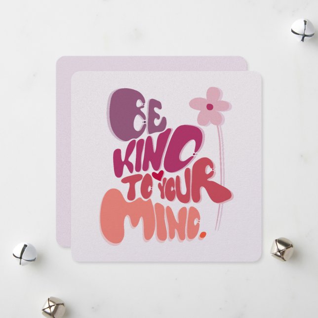 Be Kind To Your Mind Cute Statement Holiday Card (Front/Back In Situ)