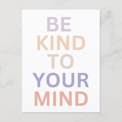 Be Kind To Your Mind Positive Affirmation Art Postcard